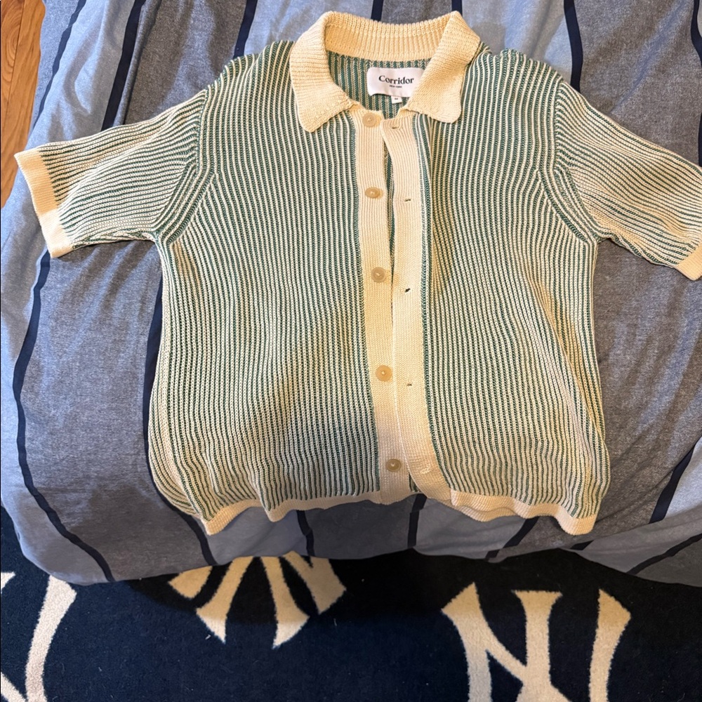 Corridor green and cream striped cardigan Size M